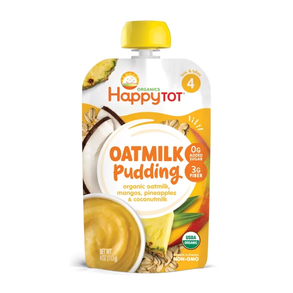 HAPPY TOT OATMILK PUDDING MANGOS, PINEAPPLES & COCONUTMILK ORGANIC 4 OZ